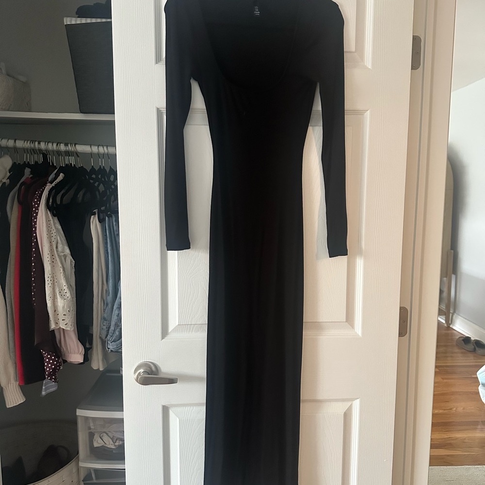 SKIMS Black Long Sleeve Dress